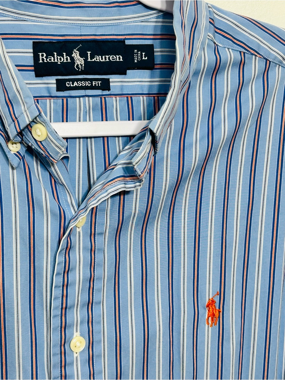 Ralph Lauren Classic Fit Striped Button Down Shirt Mens Size Large - Picture 4 of 6